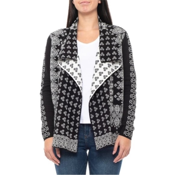 Lucky Brand Open Front Tribal Waterfall Cardigan Sweater. Medium - Picture 1 of 6